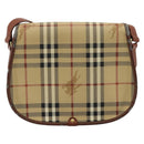 Burberrys Nova Check Shoulder Bag PVC Leather Beige Gold Auth 176693-3