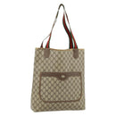 GUCCI GG Supreme Web Sherry Line Tote Bag PVC Beige Red 39 02 003 Auth 176694-1