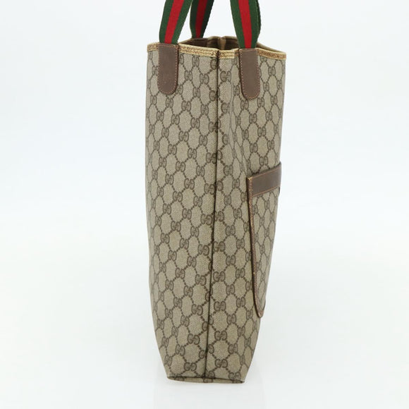 GUCCI GG Supreme Web Sherry Line Tote Bag PVC Beige Red 39 02 003 Auth 176694