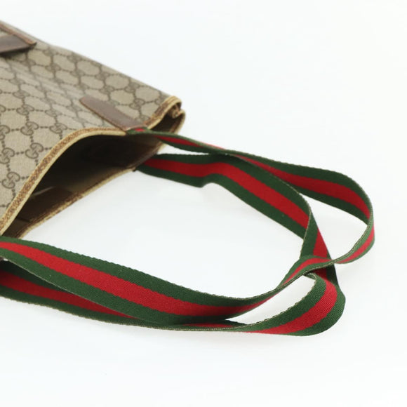 GUCCI GG Supreme Web Sherry Line Tote Bag PVC Beige Red 39 02 003 Auth 176694