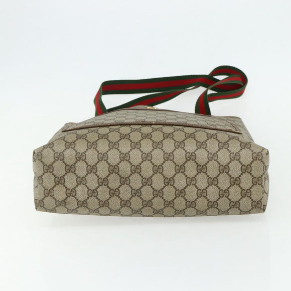 GUCCI GG Supreme Web Sherry Line Tote Bag PVC Beige Red 39 02 003 Auth 176694