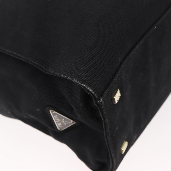 PRADA Tote Bag Canvas Black Gold Auth 176696
