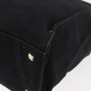 PRADA Tote Bag Canvas Black Gold Auth 176696-16