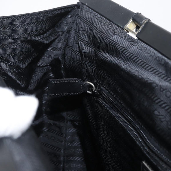 PRADA Tote Bag Canvas Black Gold Auth 176696