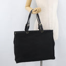 PRADA Tote Bag Canvas Black Gold Auth 176696-22