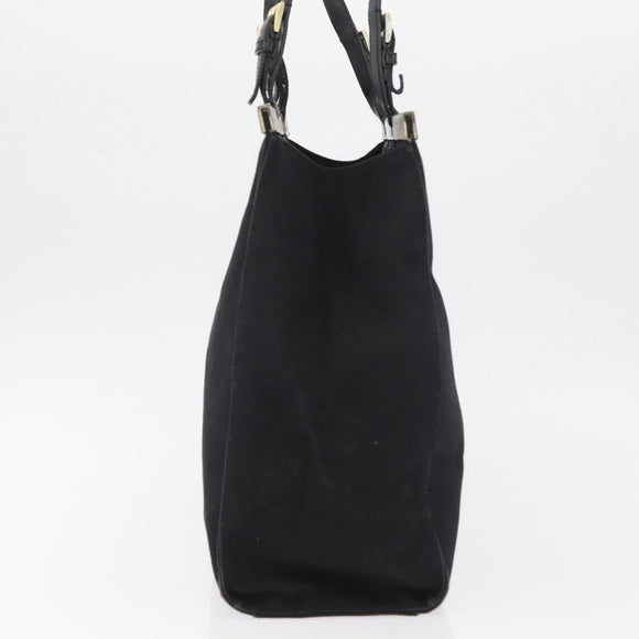 PRADA Tote Bag Canvas Black Gold Auth 176696