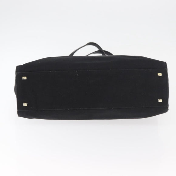 PRADA Tote Bag Canvas Black Gold Auth 176696