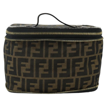 FENDI Zucca Canvas Vanity Hand Bag Brown Black Auth 176697 - 0