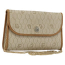Christian Dior Honeycomb Canvas Chain Shoulder Bag PVC Beige Gold Auth 176698-1