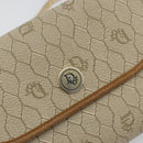 Christian Dior Honeycomb Canvas Chain Shoulder Bag PVC Beige Gold Auth 176698-14