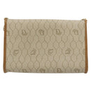 Christian Dior Honeycomb Canvas Chain Shoulder Bag PVC Beige Gold Auth 176698-3