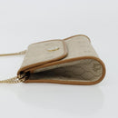 Christian Dior Honeycomb Canvas Chain Shoulder Bag PVC Beige Gold Auth 176698-5