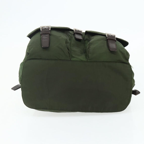 PRADA Backpack Nylon Silver Khaki Auth 176699