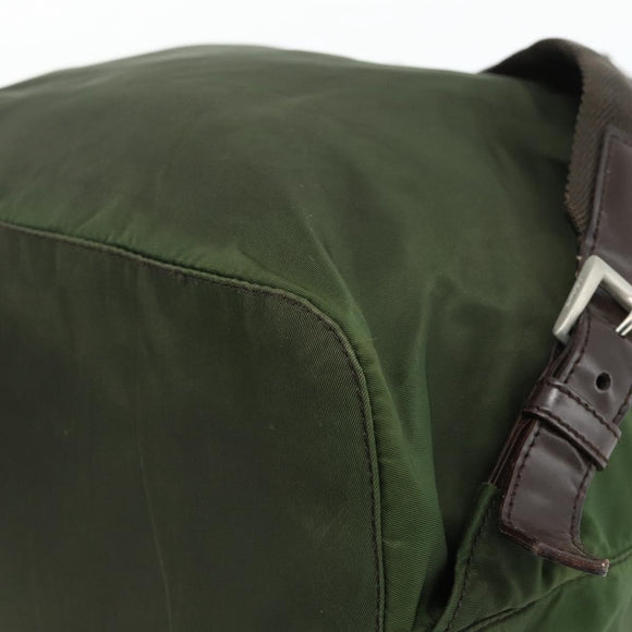 PRADA Backpack Nylon Silver Khaki Auth 176699