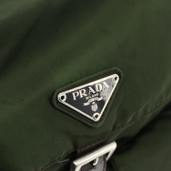 PRADA Backpack Nylon Silver Khaki Auth 176699