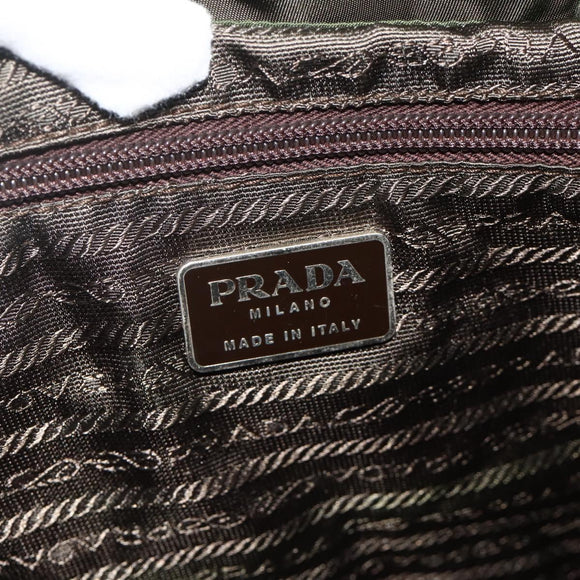PRADA Backpack Nylon Silver Khaki Auth 176699