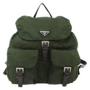 PRADA Backpack Nylon Silver Khaki Auth 176699-13