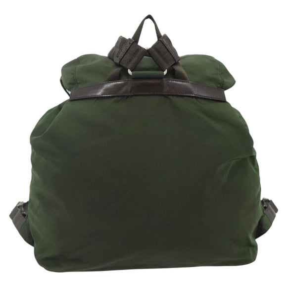 PRADA Backpack Nylon Silver Khaki Auth 176699