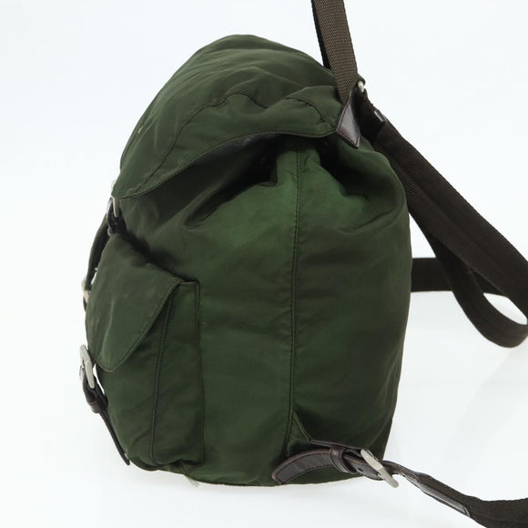 PRADA Backpack Nylon Silver Khaki Auth 176699