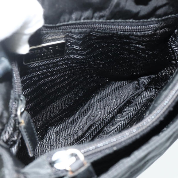 PRADA Chain Hand Bag Nylon Black Auth 176700