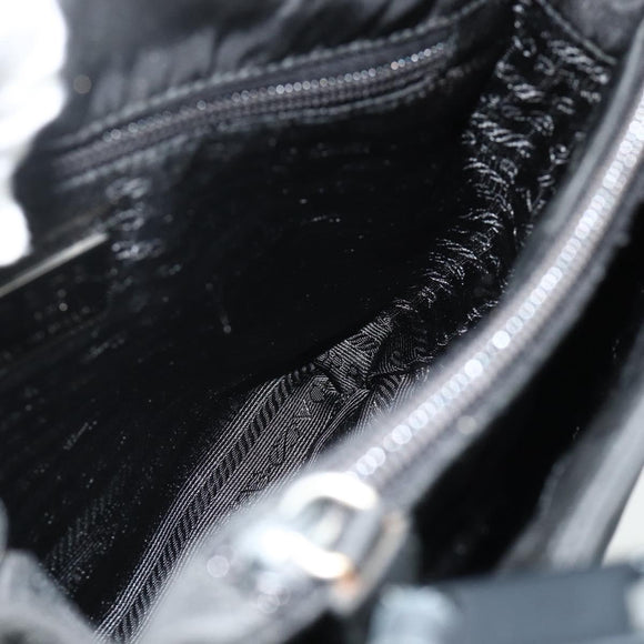 PRADA Chain Hand Bag Nylon Black Auth 176700