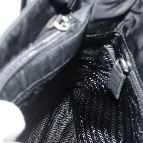 PRADA Chain Hand Bag Nylon Black Auth 176700