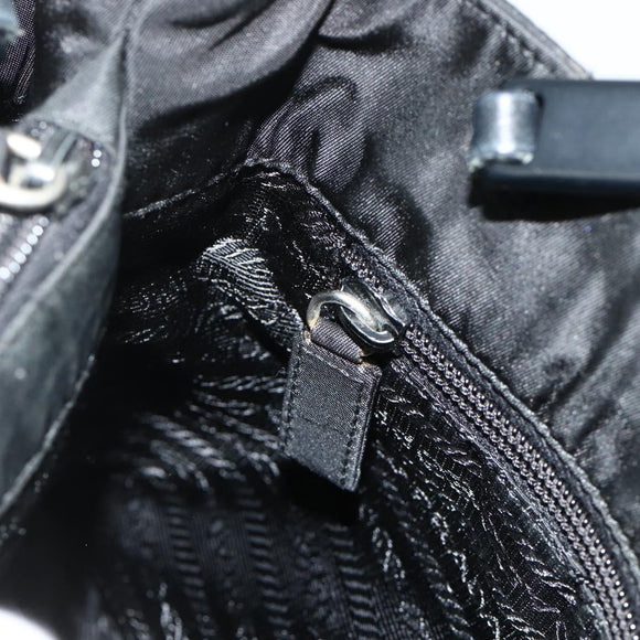 PRADA Chain Hand Bag Nylon Black Auth 176700