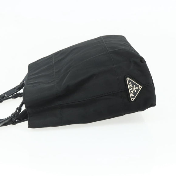 PRADA Chain Hand Bag Nylon Black Auth 176700