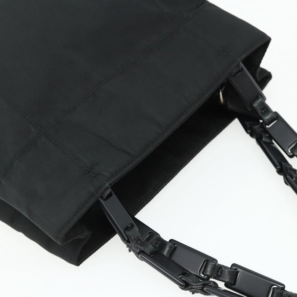 PRADA Chain Hand Bag Nylon Black Auth 176700