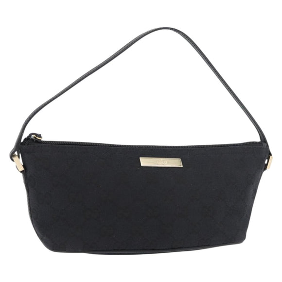 GUCCI GG Canvas Accessory Pouch Black Gold 039 1103 2123 Auth 176701