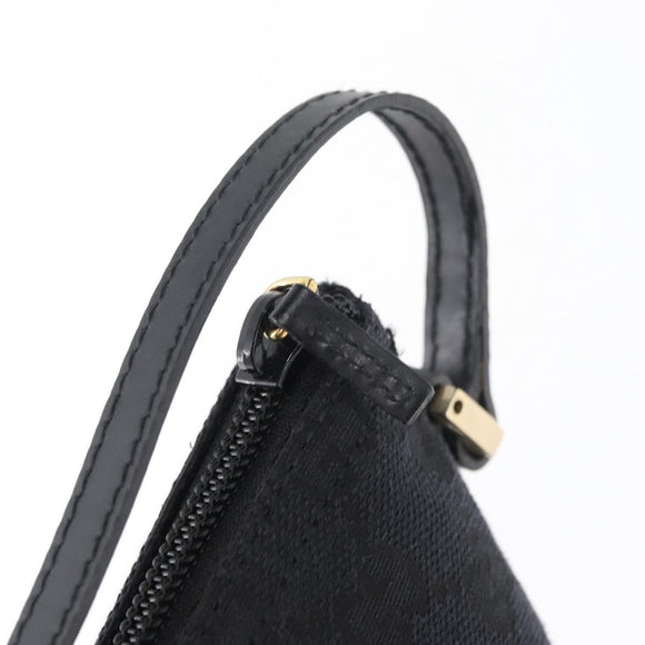 GUCCI GG Canvas Accessory Pouch Black Gold 039 1103 2123 Auth 176701