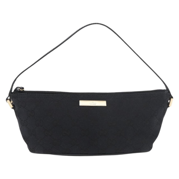 GUCCI GG Canvas Accessory Pouch Black Gold 039 1103 2123 Auth 176701