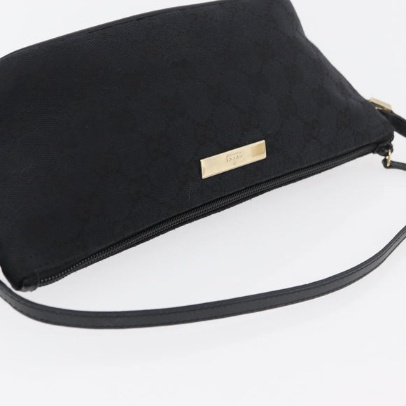 GUCCI GG Canvas Accessory Pouch Black Gold 039 1103 2123 Auth 176701