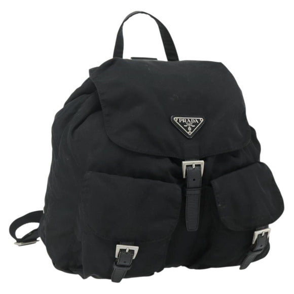 PRADA Backpack Nylon Silver Black Auth 176702
