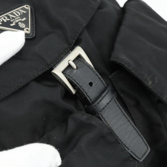 PRADA Backpack Nylon Silver Black Auth 176702