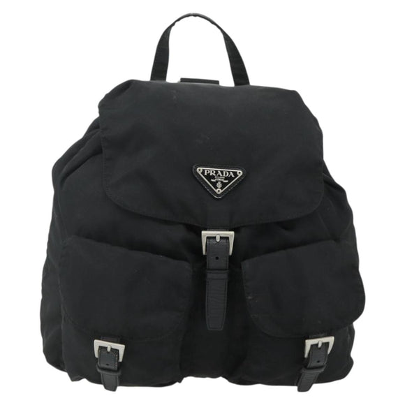 PRADA Backpack Nylon Silver Black Auth 176702