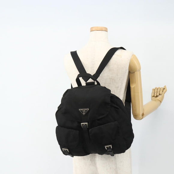 PRADA Backpack Nylon Silver Black Auth 176702