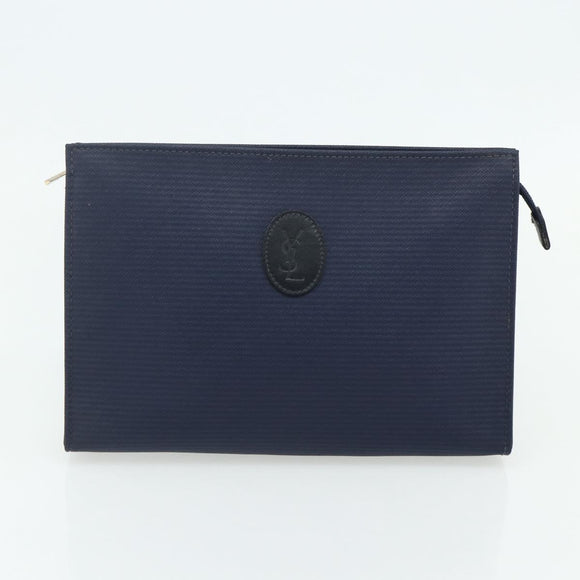 SAINT LAURENT Clutch Bag PVC 2 Set Black Navy Auth 176707