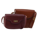 BALLY Shoulder Bag Leather 2 Set Brown Bordeaux Auth 176708-1