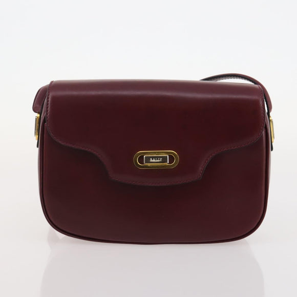 BALLY Shoulder Bag Leather 2 Set Brown Bordeaux Auth 176708