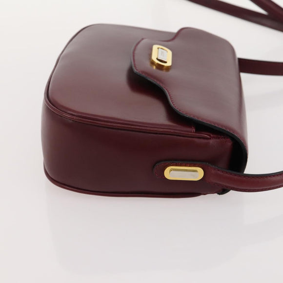 BALLY Shoulder Bag Leather 2 Set Brown Bordeaux Auth 176708