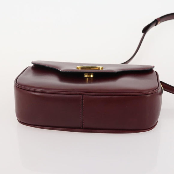 BALLY Shoulder Bag Leather 2 Set Brown Bordeaux Auth 176708