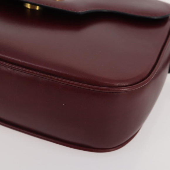 BALLY Shoulder Bag Leather 2 Set Brown Bordeaux Auth 176708