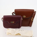 BALLY Shoulder Bag Leather 2 Set Brown Bordeaux Auth 176708-18