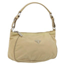PRADA Shoulder Bag Nylon Beige Silver Auth 176710A-1