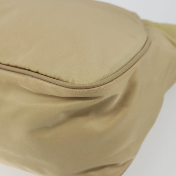 PRADA Shoulder Bag Nylon Beige Silver Auth 176710A