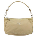 PRADA Shoulder Bag Nylon Beige Silver Auth 176710A-13
