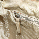 PRADA Shoulder Bag Nylon Beige Silver Auth 176710A-23