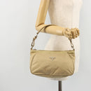PRADA Shoulder Bag Nylon Beige Silver Auth 176710A-25