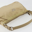PRADA Shoulder Bag Nylon Beige Silver Auth 176710A-6